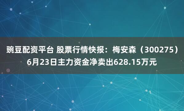 豌豆配资平台 股票行情快报:梅安森(300275)6月23日主力资金净卖出628.15万元