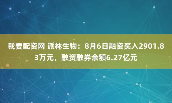 我要配资网 派林生物：8月6日融资买入2901.83万元，融资融券余额6.27亿元